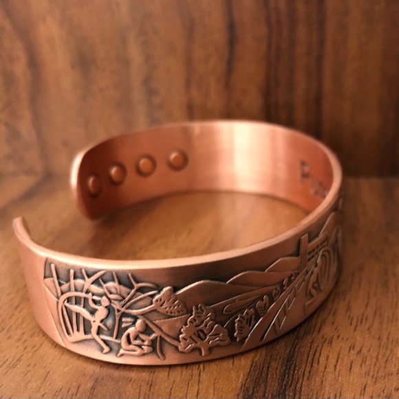 Native American Design Pure Copper Magnetic Bracelet Energy Cuff Bangle - Picture 3 of 3